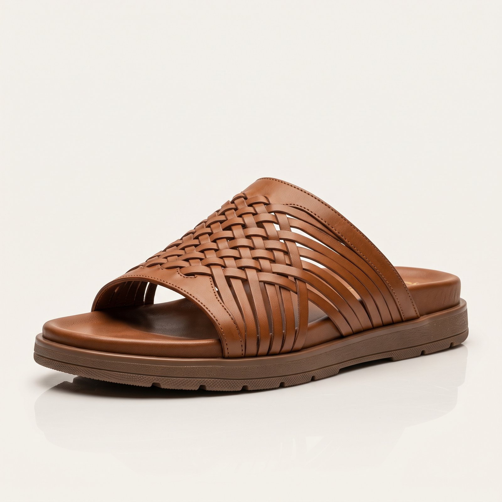 Gemini_Generated_Image_4nl7524nl7524nl7 Woven Slide Sandal | Tan Pure Cow Leather - Image 1