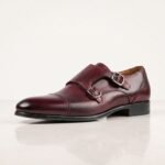 Double Monk Strap Shoe | Burgundy Pure Cow Leather