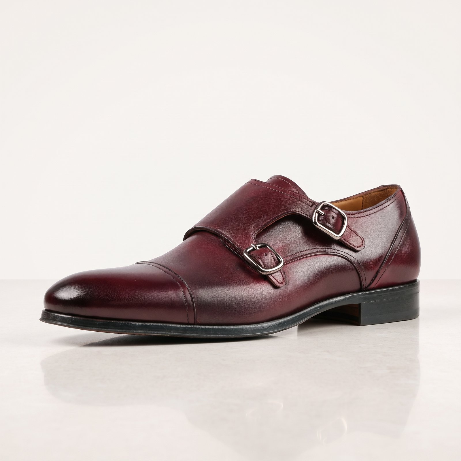 Gemini_Generated_Image_4vireg4vireg4vir Double Monk Strap Shoe | Burgundy Pure Cow Leather - Image 1