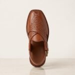 Woven Peshawari Chappal Sandal | Tan Brown Pure Cow Leather - Image 3