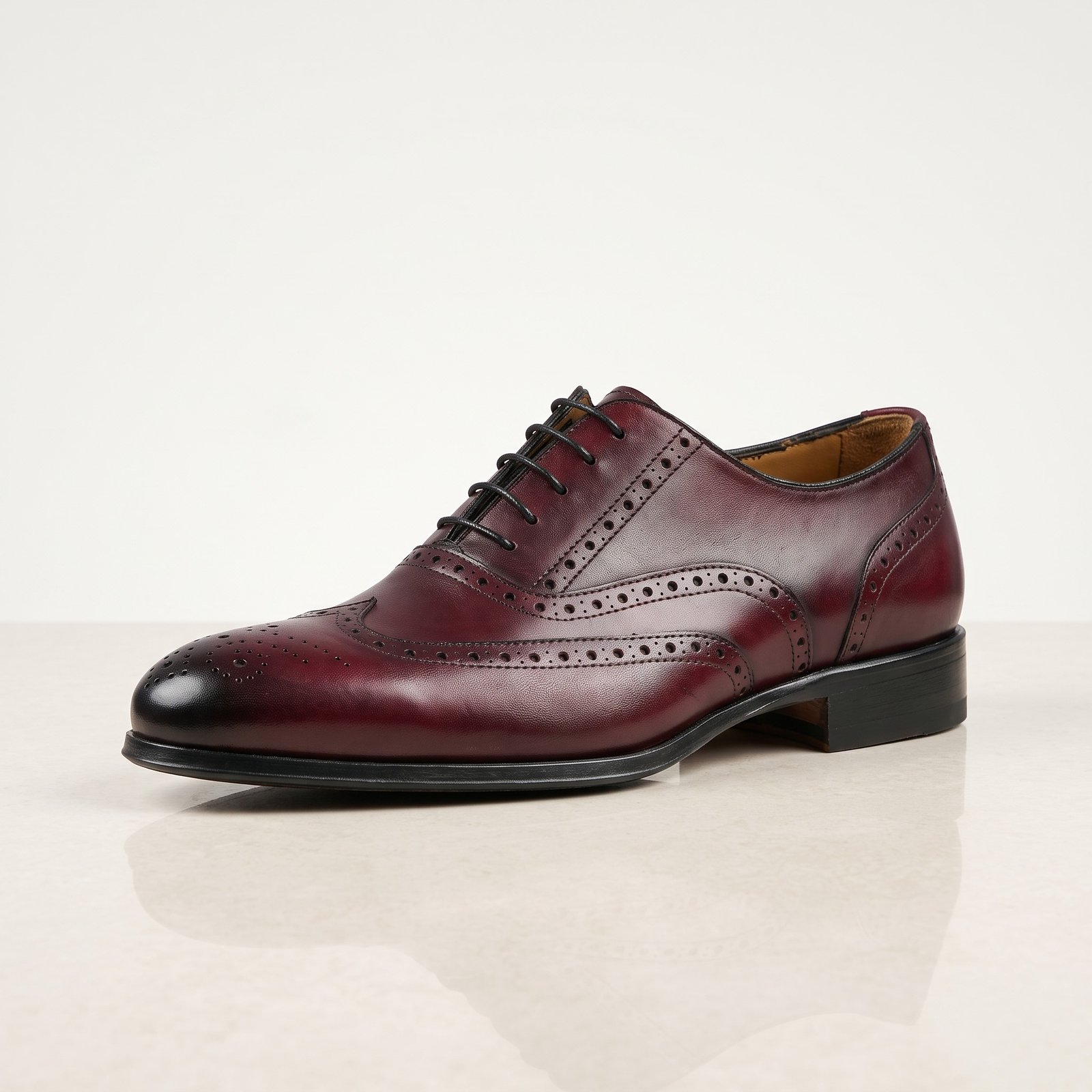 Gemini_Generated_Image_7k74hh7k74hh7k74 Oxford Brogue Shoe | Burgundy Pure Cow Leather - Image 1