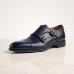 Double Monk Strap Shoe | Navy Blue Pure Cow Leather