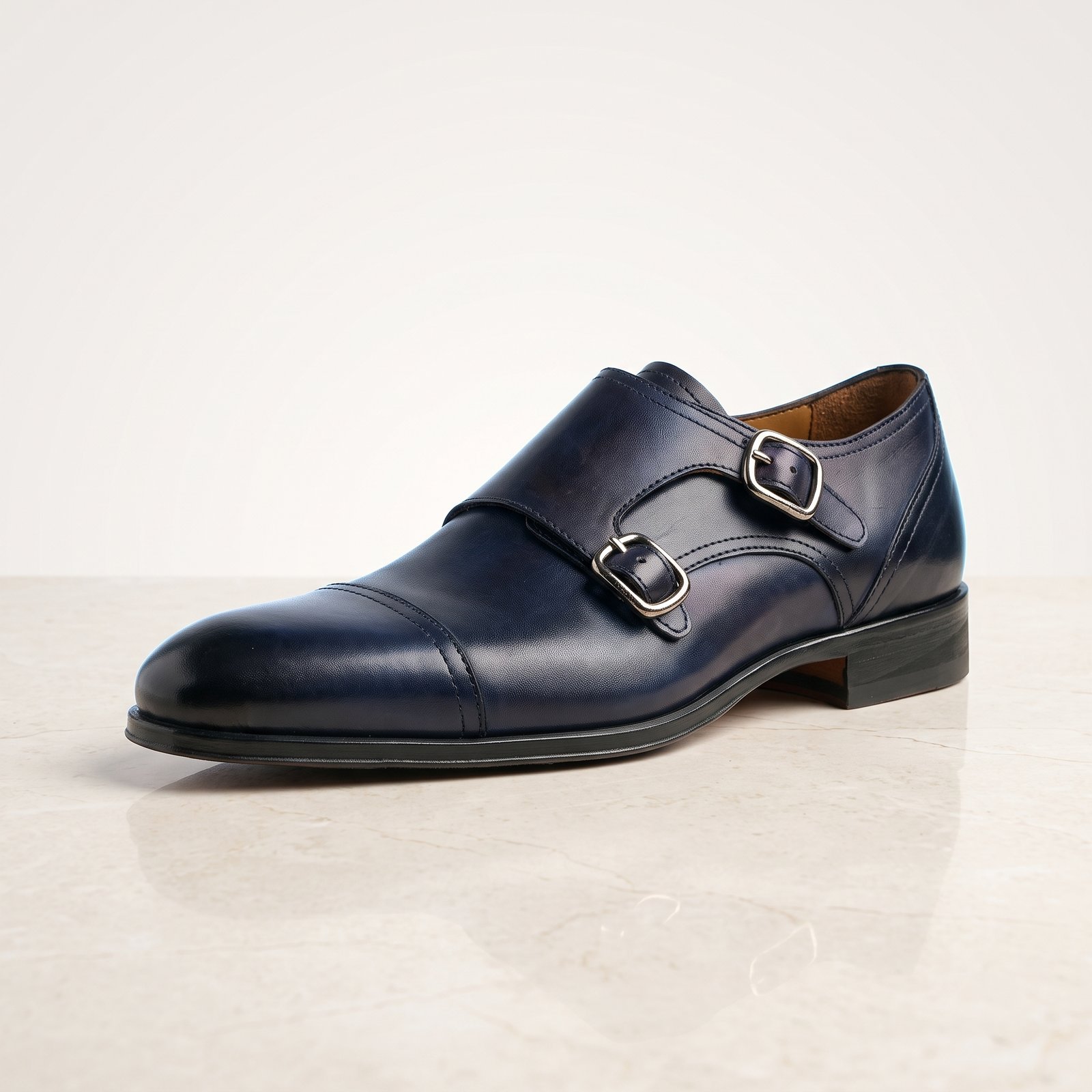 Gemini_Generated_Image_9o7cpi9o7cpi9o7c Double Monk Strap Shoe | Navy Blue Pure Cow Leather - Image 1