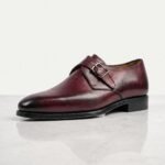Single Monk Strap Shoe | Burgundy Pure Cow Leather