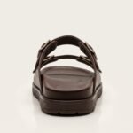 Double Buckle Slide Sandal | Dark Brown Pure Cow Leather - Image 4