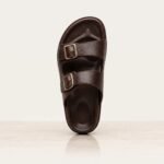 Double Buckle Slide Sandal | Dark Brown Pure Cow Leather - Image 3