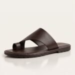 Toe-Ring Slide Sandal | Dark Brown Pure Cow Leather