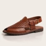 Woven Peshawari Chappal Sandal | Tan Brown Pure Cow Leather