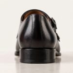 Plain Toe Double Monk Strap Shoe | Black Pure Cow Leather - Image 4