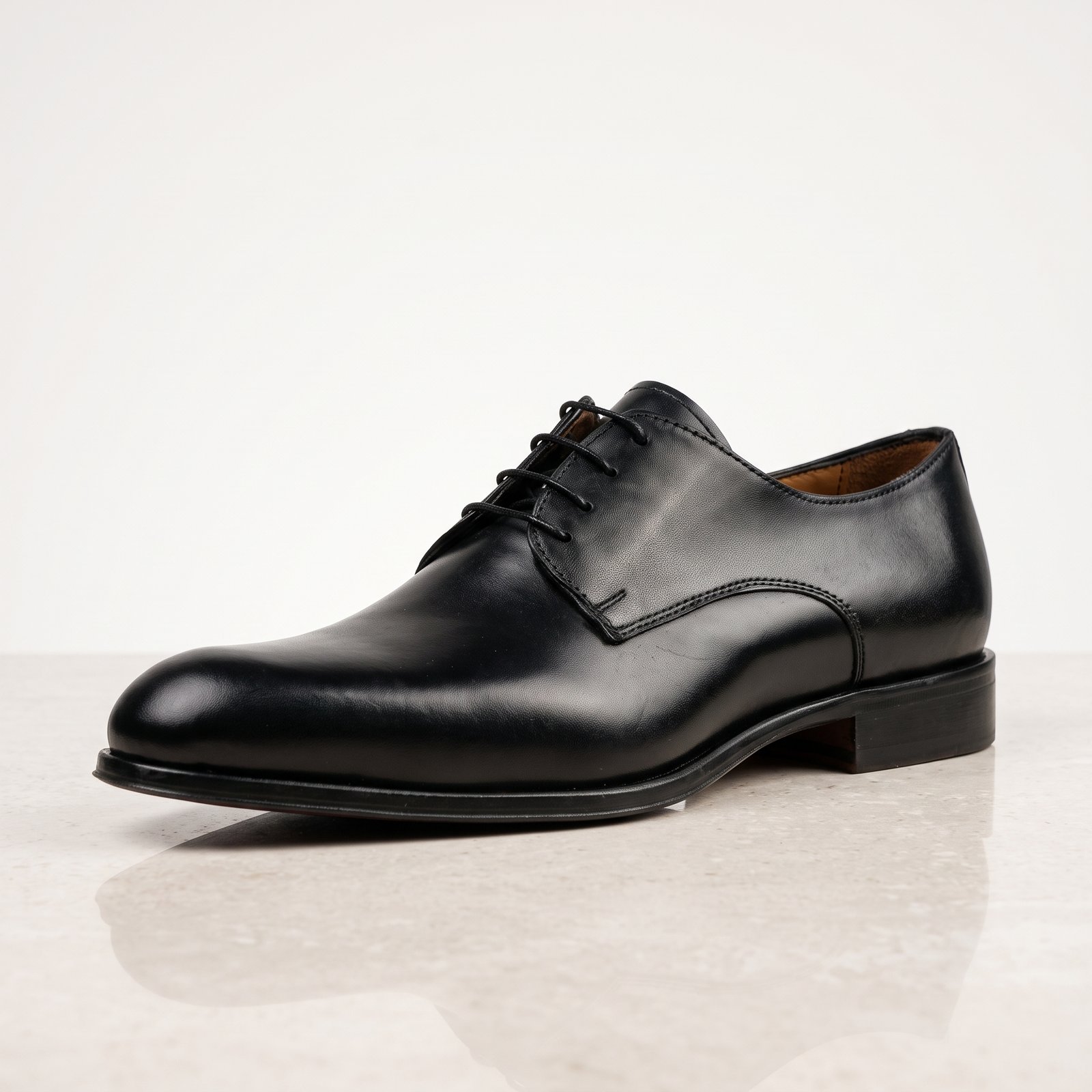Gemini_Generated_Image_qbi1bqqbi1bqqbi1 Black Derby Dress Shoe | Pure Cow Leather - Image 1