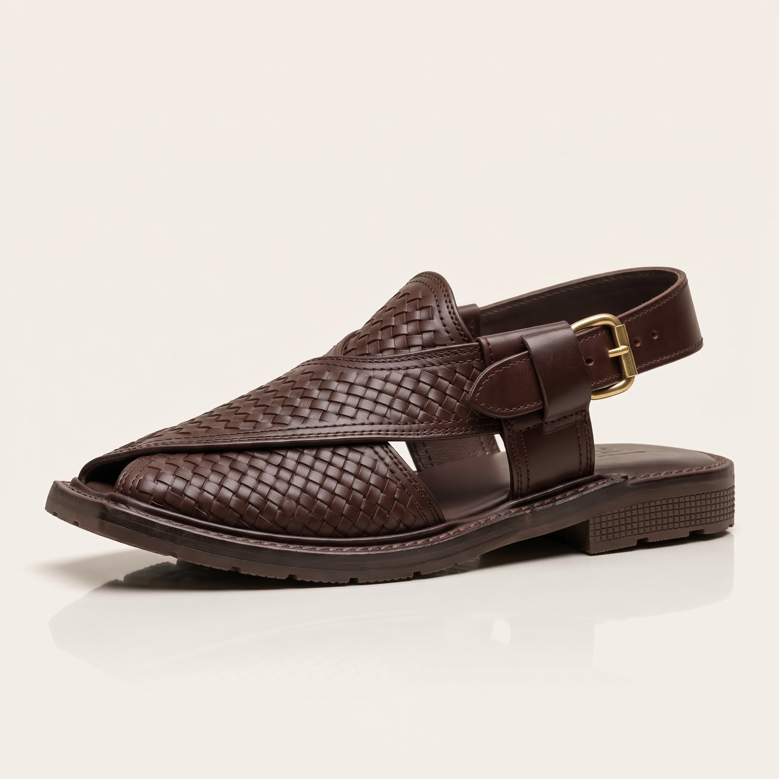 Gemini_Generated_Image_rnlgcsrnlgcsrnlg Woven Peshawari Chappal Sandal | Brown Pure Cow Leather - Image 1