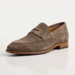 Taupe Brown Suede Penny Loafer | Pure Cow Leather
