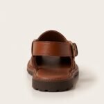 Woven Peshawari Chappal Sandal | Tan Brown Pure Cow Leather - Image 4
