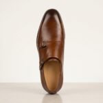 Plain Toe Double Monk Strap Shoe | Tan Pure Cow Leather - Image 3