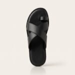 Cross Strap Toe-Ring Sandal | Black Pure Cow Leather - Image 3