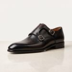Plain Toe Double Monk Strap Shoe | Black Pure Cow Leather