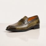 Olive Green Penny Loafer | Pure Cow Leather