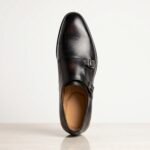 Plain Toe Double Monk Strap Shoe | Black Pure Cow Leather - Image 3